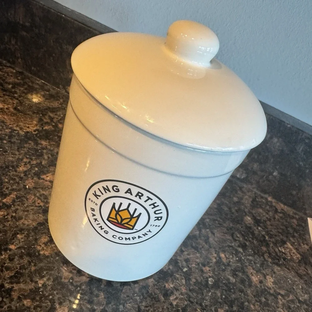 King Arthur Flour Canister Crock Sourdough with Lid 1 Qt Chantal Ceramic White